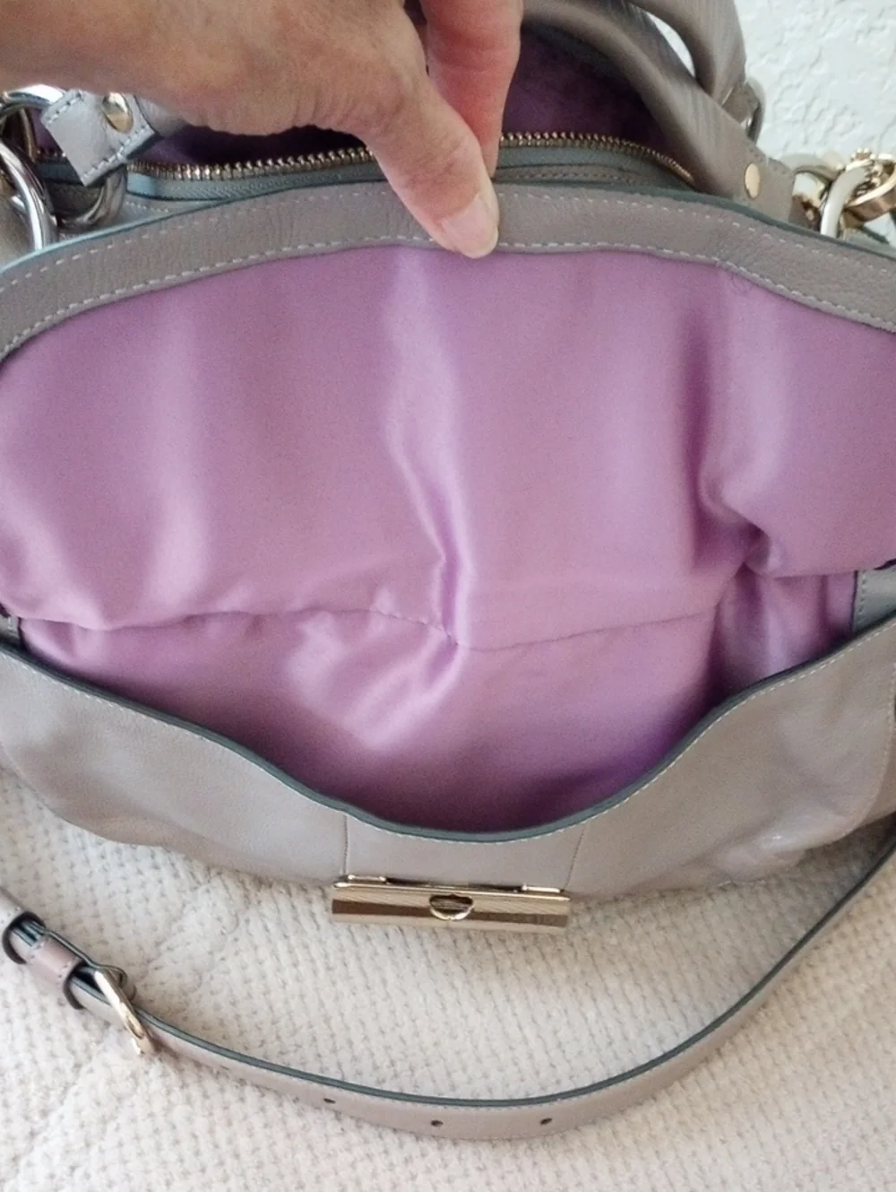 Coach Taupe Leather Hobo Bag with Gold Hardware